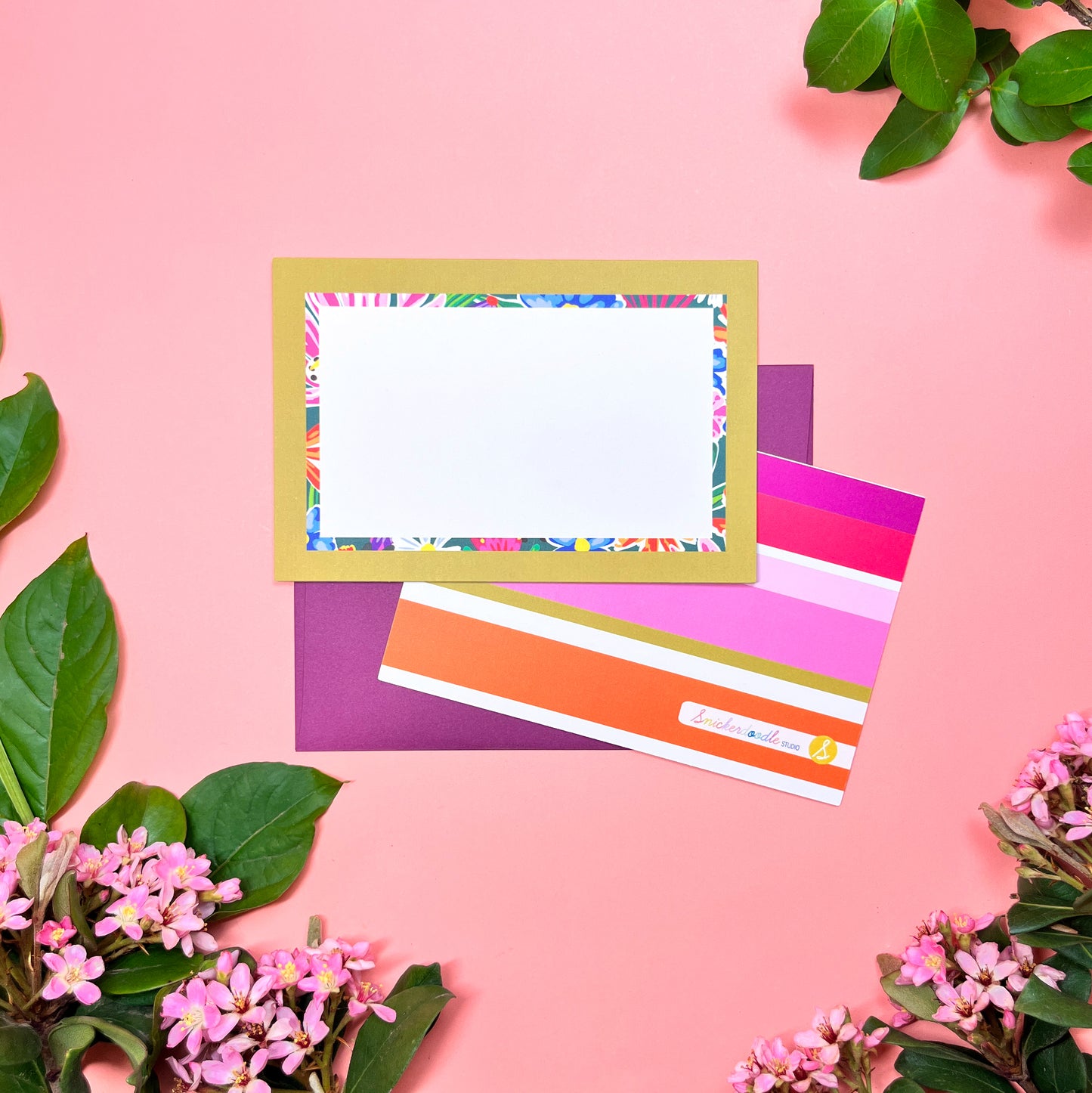 Bright Garden Floral Mini Stripe • Flat Notes