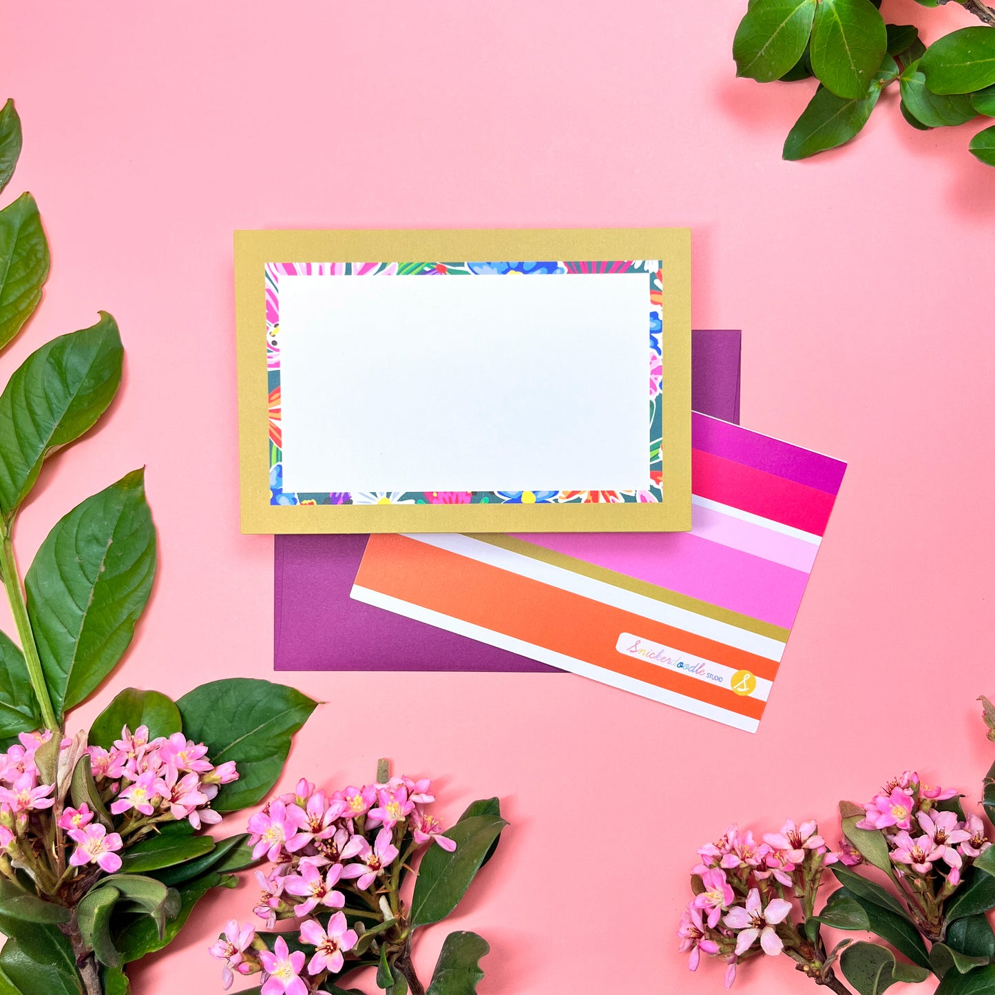 Bright Garden Floral Mini Stripe • Flat Notes