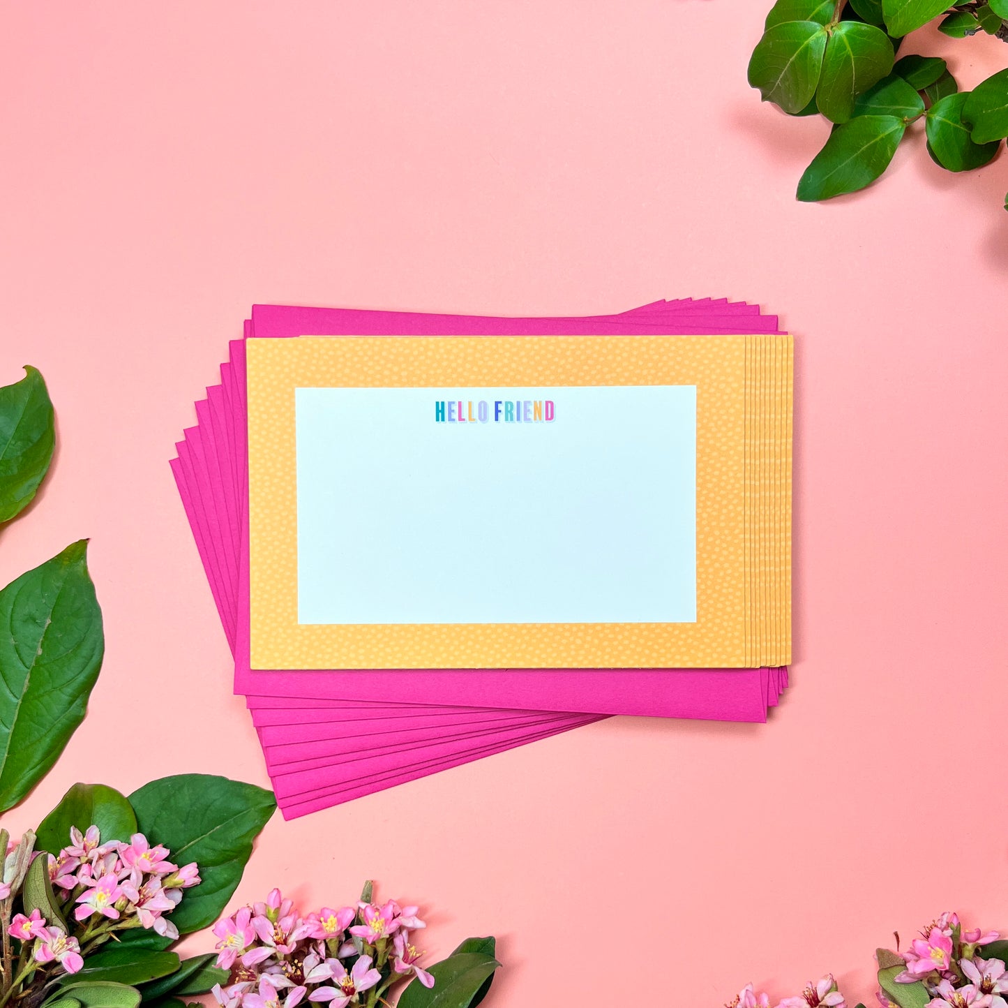 "Hello Friend" Yellow Frame • Flat Notes