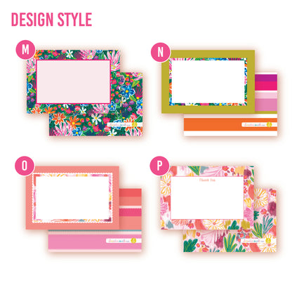 Customize these flat notes with your name, monogram, or saying. Multiple designs available: Bright floral pattern prints, striped backs with flower borders, Dreamy sweet floral design and popular flower pattern print.