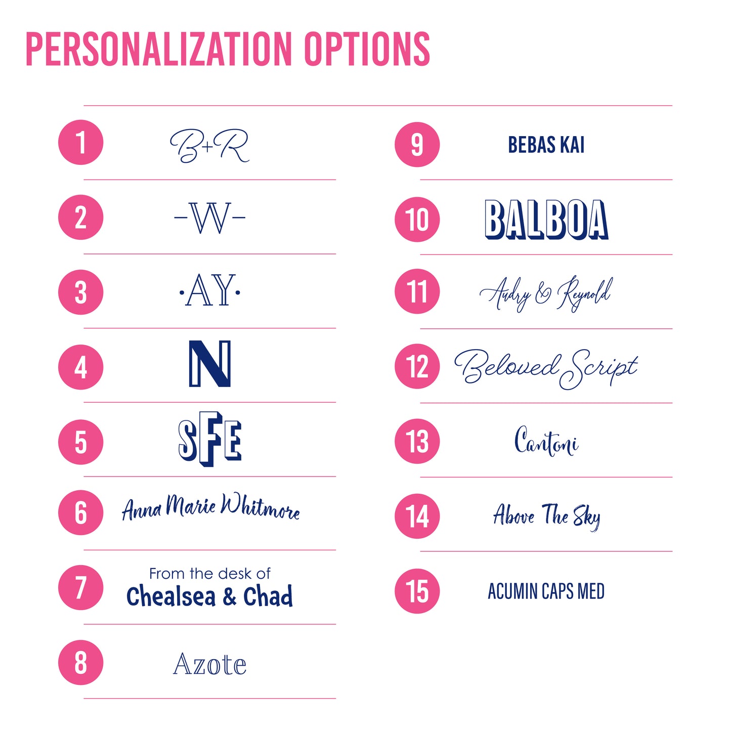 Customize these flat notes with your name, monogram, or saying. Multiple font and typeface designs available: choose from a romantic script, standard serif lined monogram, bold initials, arched handwriting, playful names, beautiful words, sturdy san serifs, and fun brushstroke types.