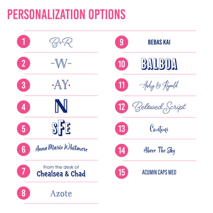 Customize these flat notes with your name, monogram, or saying. Multiple font and typeface designs available: choose from a romantic script, standard serif lined monogram, bold initials, arched handwriting, playful names, beautiful words, sturdy san serifs, and fun brushstroke types.