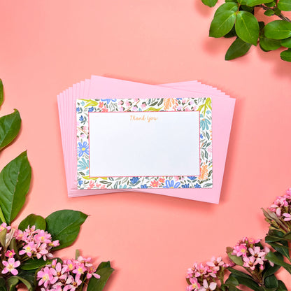 Bees & Bloom "Thank You" • Flat Notes • Stationery Set of 10
