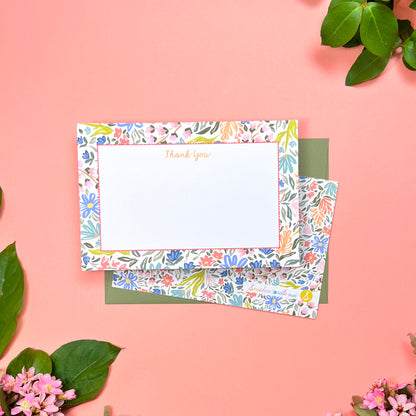 Bees & Bloom "Thank You" • Flat Notes • Stationery Set of 10
