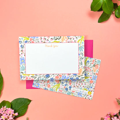 Bees & Bloom "Thank You" • Flat Notes • Stationery Set of 10