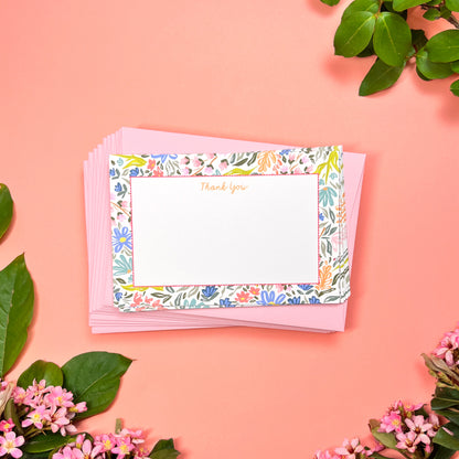 Bees & Bloom "Thank You" • Flat Notes • Stationery Set of 10