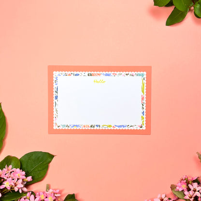 Bees & Blooms "Hello" • Flat Notes • Stationery Set of 10
