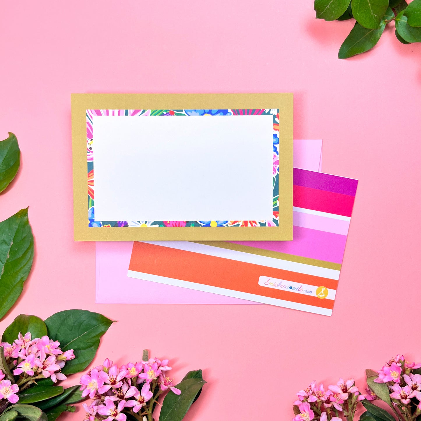 Bright Garden Floral Mini Stripe • Flat Notes