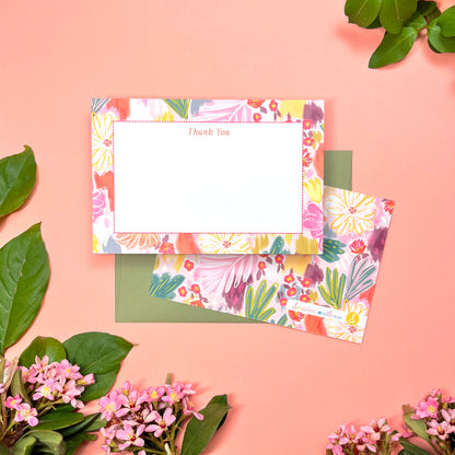 Dreamy Garden "Thank You" • Flat Notes • Stationery Set of 10