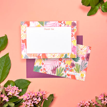 Dreamy Garden "Thank You" • Flat Notes • Stationery Set of 10