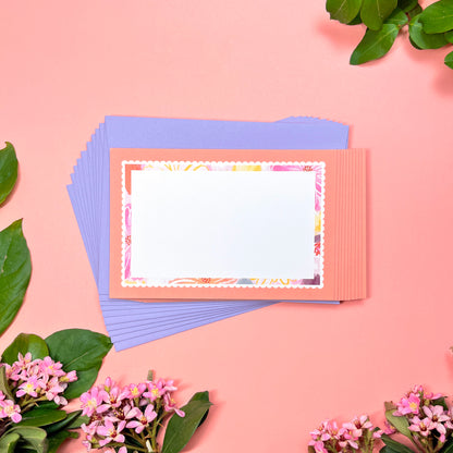 Dreamy Garden Ruffle Frame • Flat Notes • Stationery Set of 10