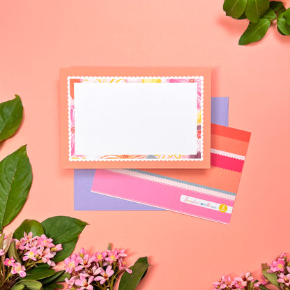Dreamy Garden Ruffle Frame • Flat Notes • Stationery Set of 10