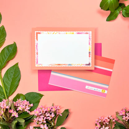 Dreamy Garden Ruffle Frame • Flat Notes • Stationery Set of 10