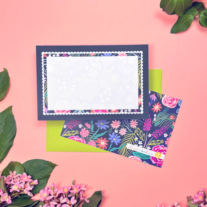 Summer Night Ruffle Frame • Flat Notes • Stationery Set of 10