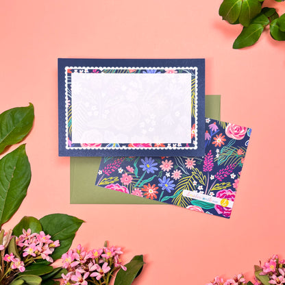 Summer Night Ruffle Frame • Flat Notes • Stationery Set of 10