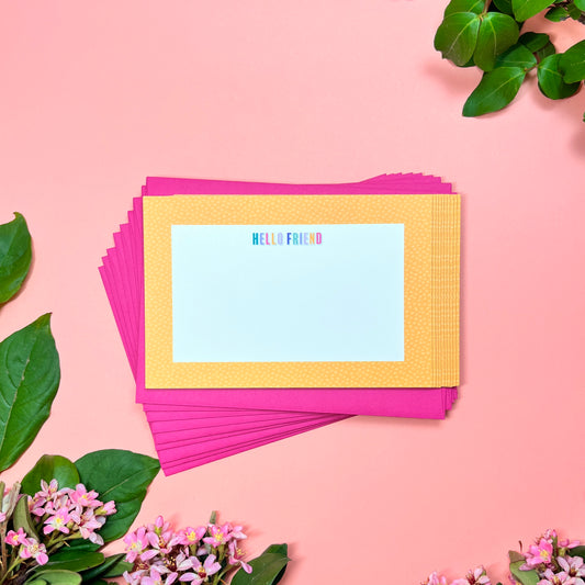 "Hello Friend" Yellow Frame • Flat Notes
