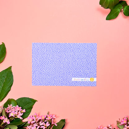 Mahjong inspired flat note set of 10 for greeting cards. Features silver blue paisley pattern with a bamboo hinted frame for a warm handwritten letter. Back of card shown by itself.