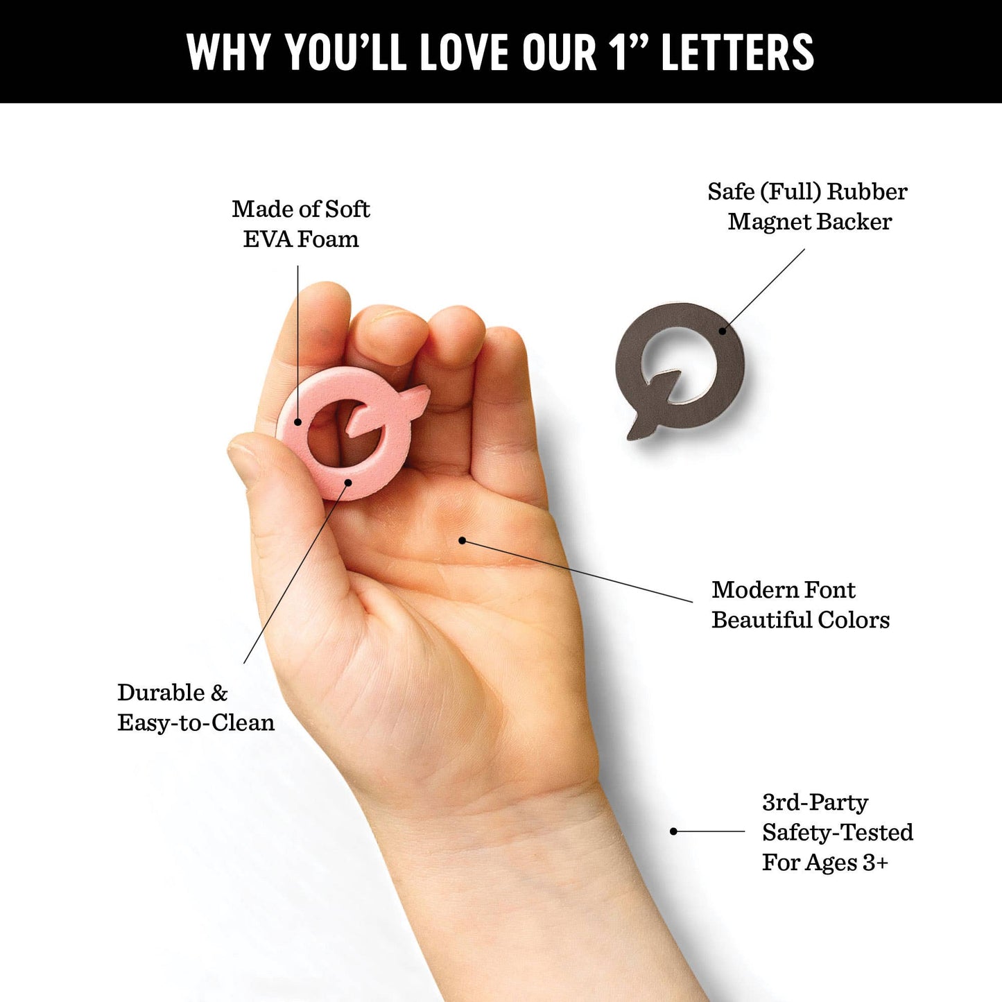 1" 200pc Rose Pink Magnetic Letters